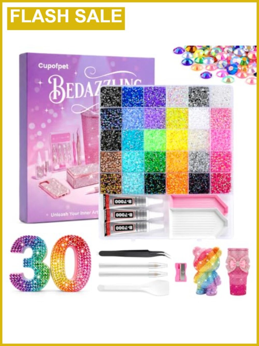 Resin Flatback Rhinestones Bedazzling Kit 30000Pcs with Tools